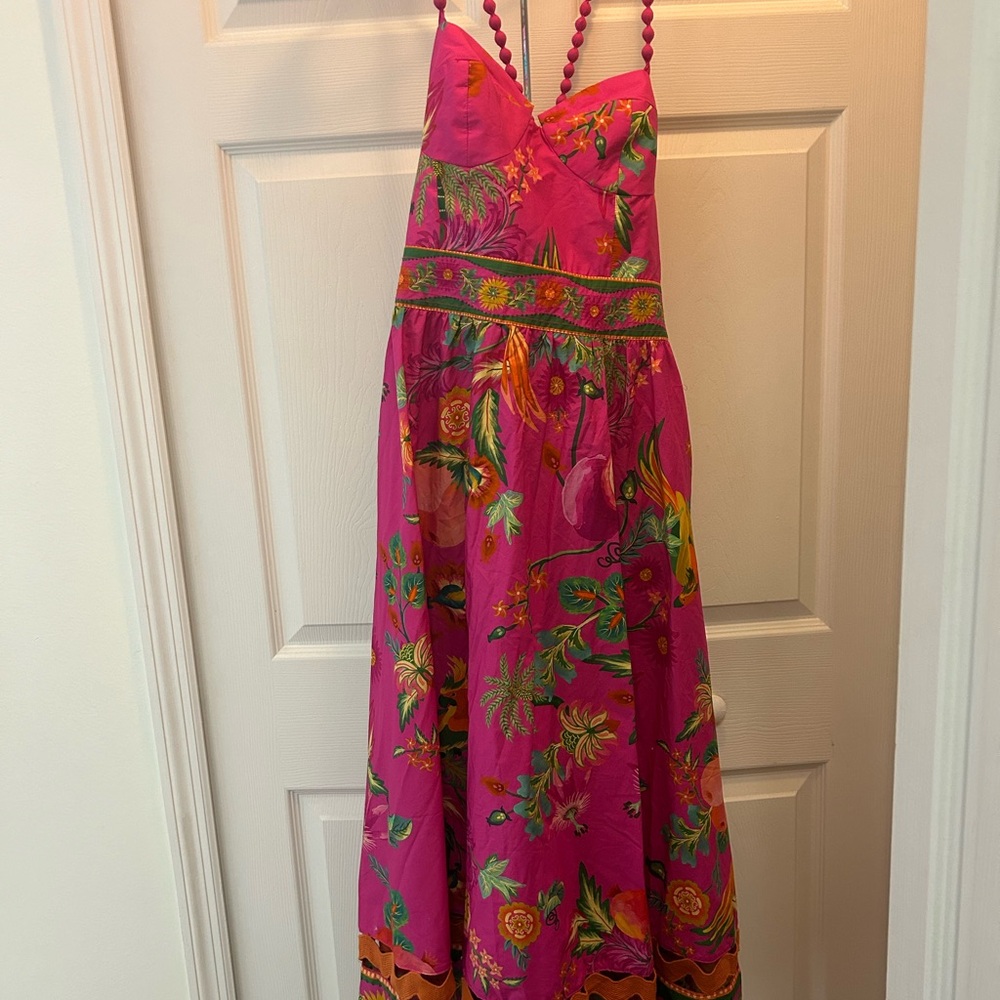Farm Rio Delicate Fruit Garden Cotton Midi-Dress. NEW!